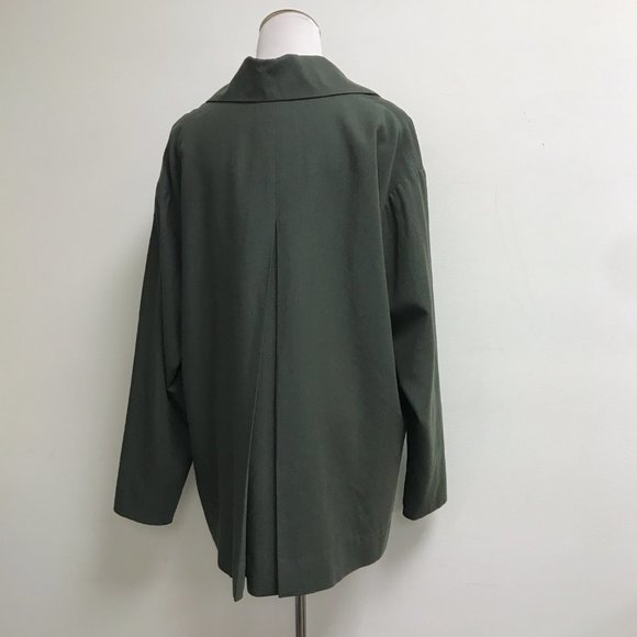 Lat Naylor Think Tank vintage olive army green wool swing jacket 2 M lined - Picture 12 of 13